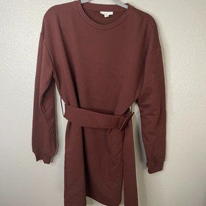 Top Shop - Burgandy Belted Sweater Dress